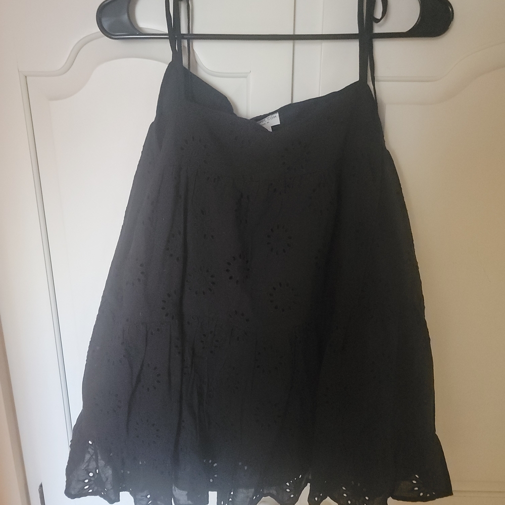 Elegant Black Eyelet Top